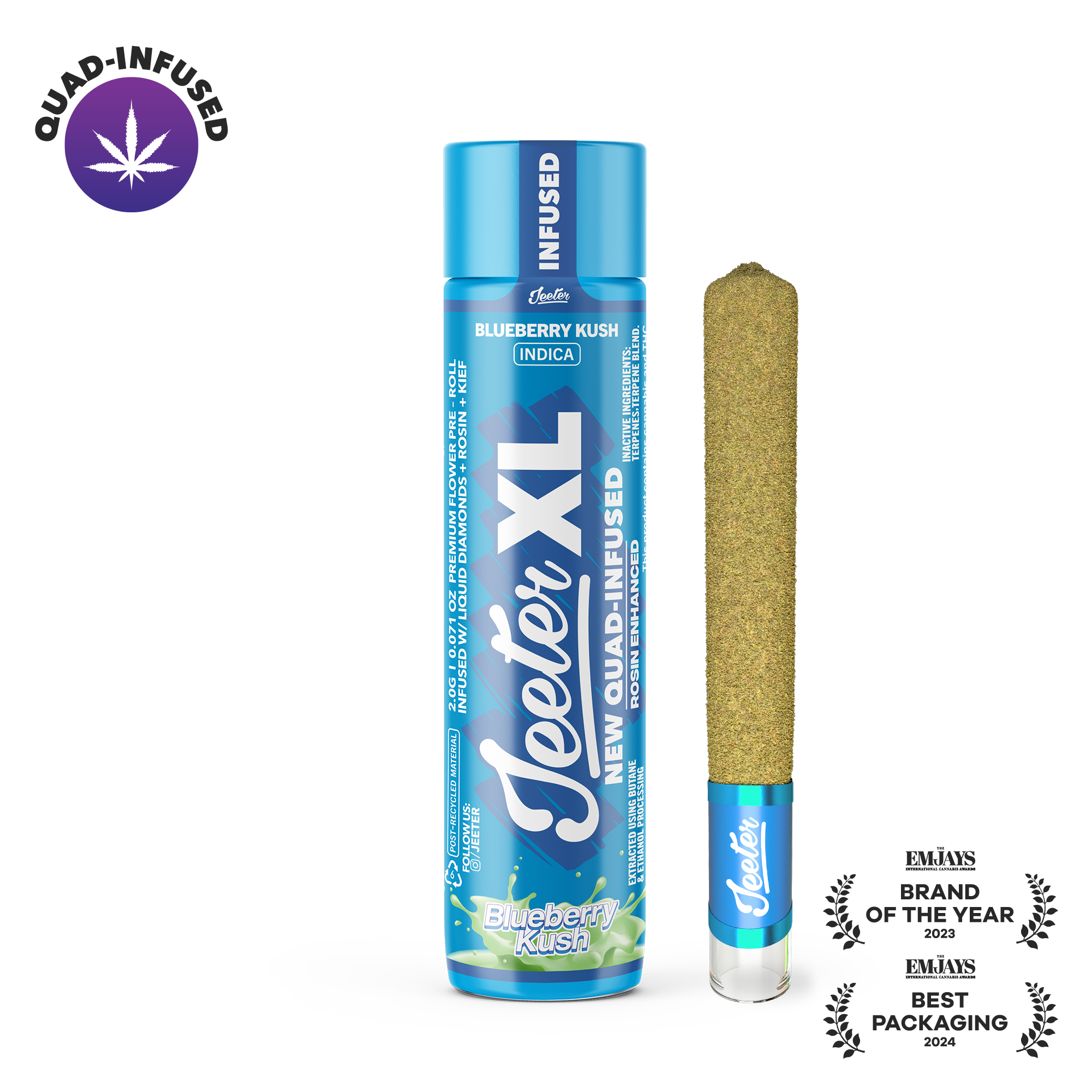 Blueberry Kush Quad-Infused XL Jeeter Joint | 2g at Nuna Harvest