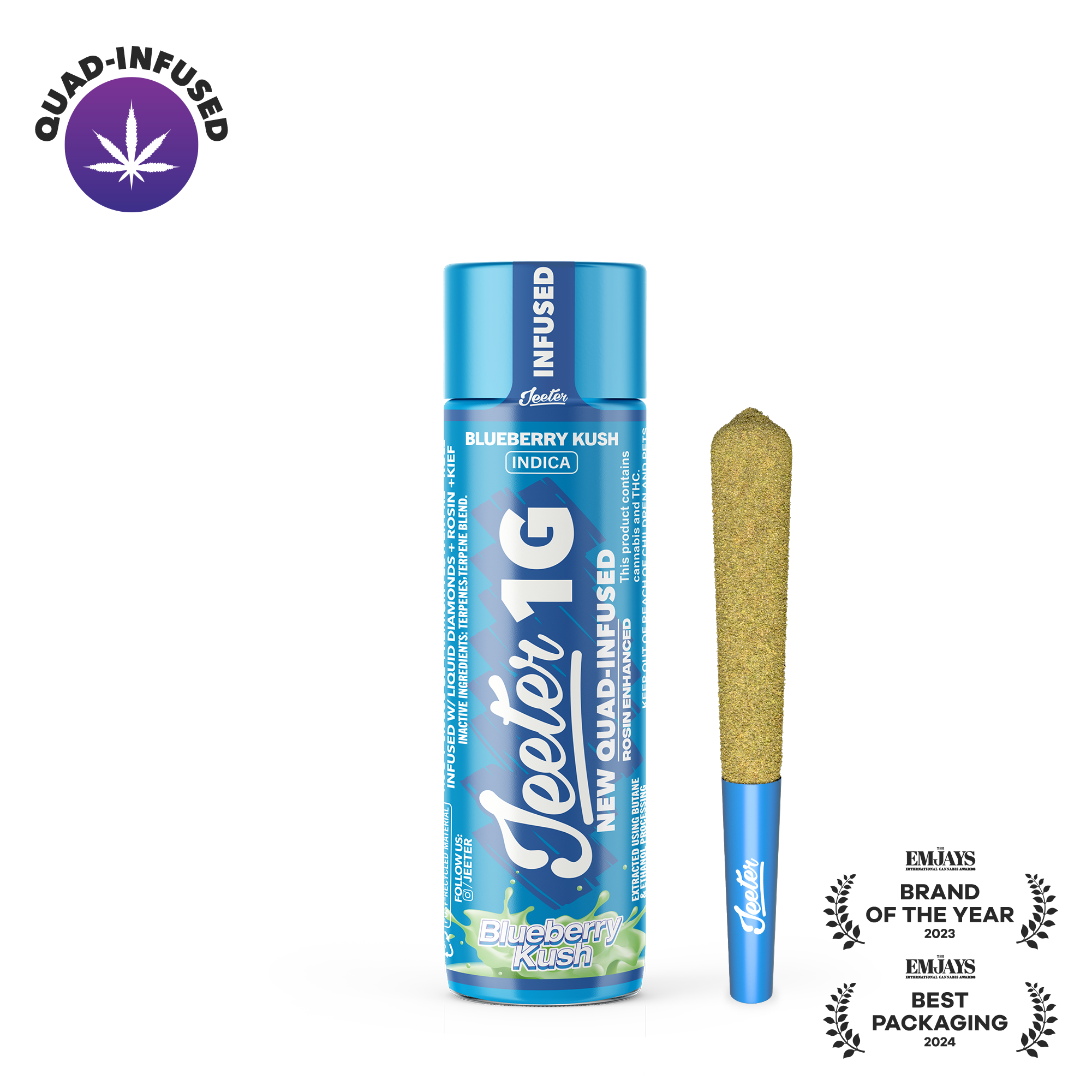 Blueberry Kush Quad-Infused Jeeter Joint | 1g