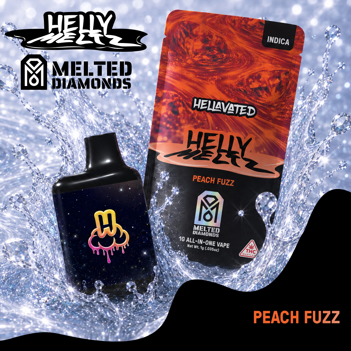 HELLY MELTZ Melted Diamonds All In One 1000mg: Peach Fuzz