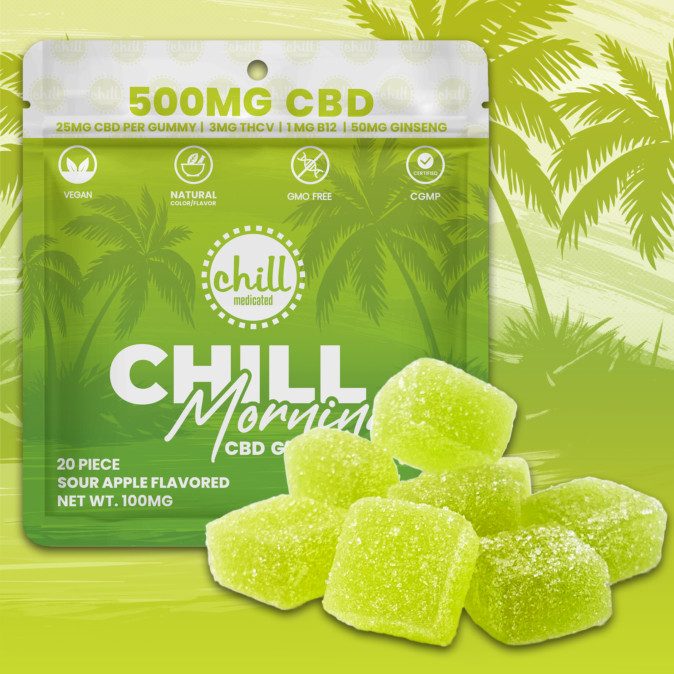 500mg CBD I Green Apple CBD Gummies I Morning