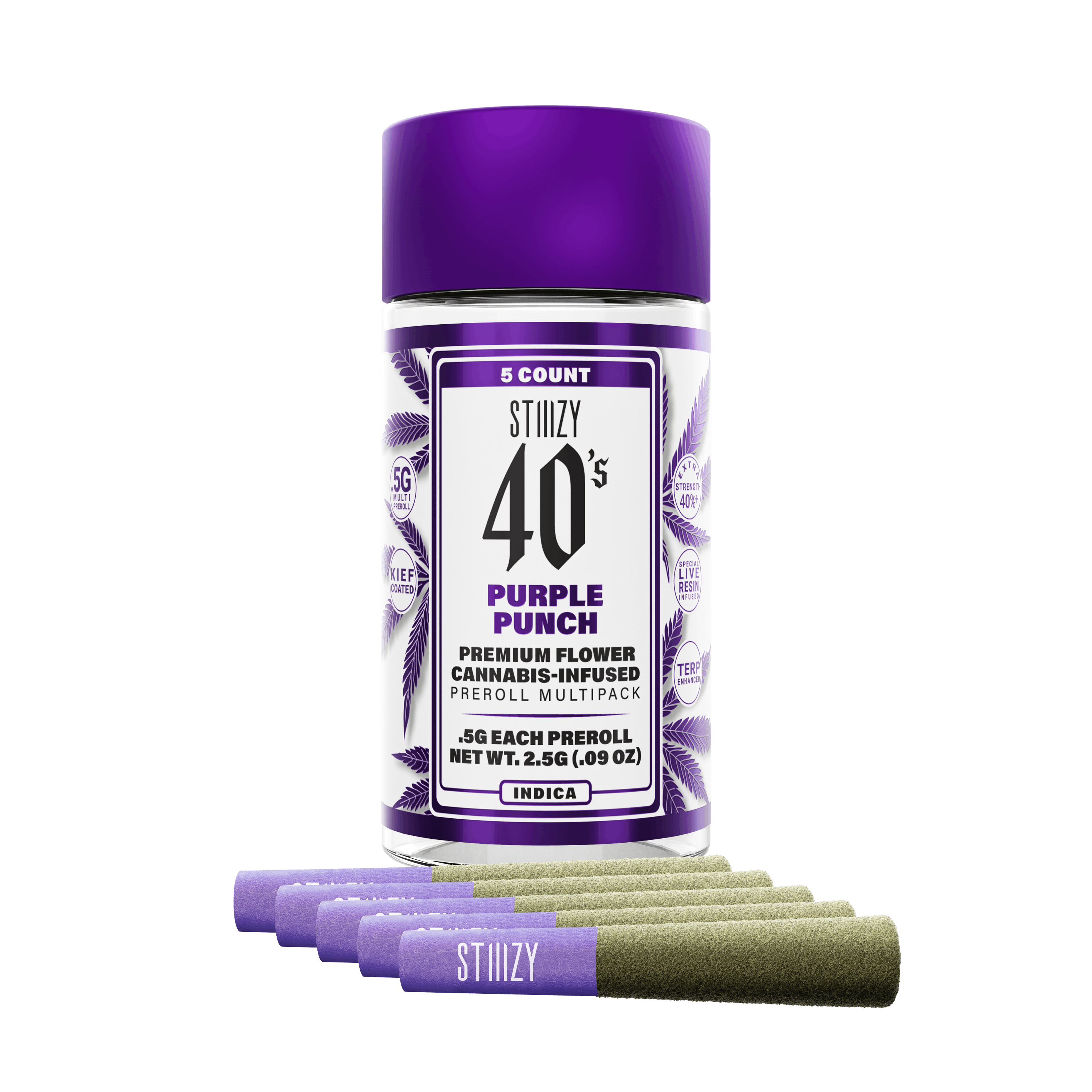Purple Punch 40's Infused Pre-Roll 0.5g 5-pack | 2.5g