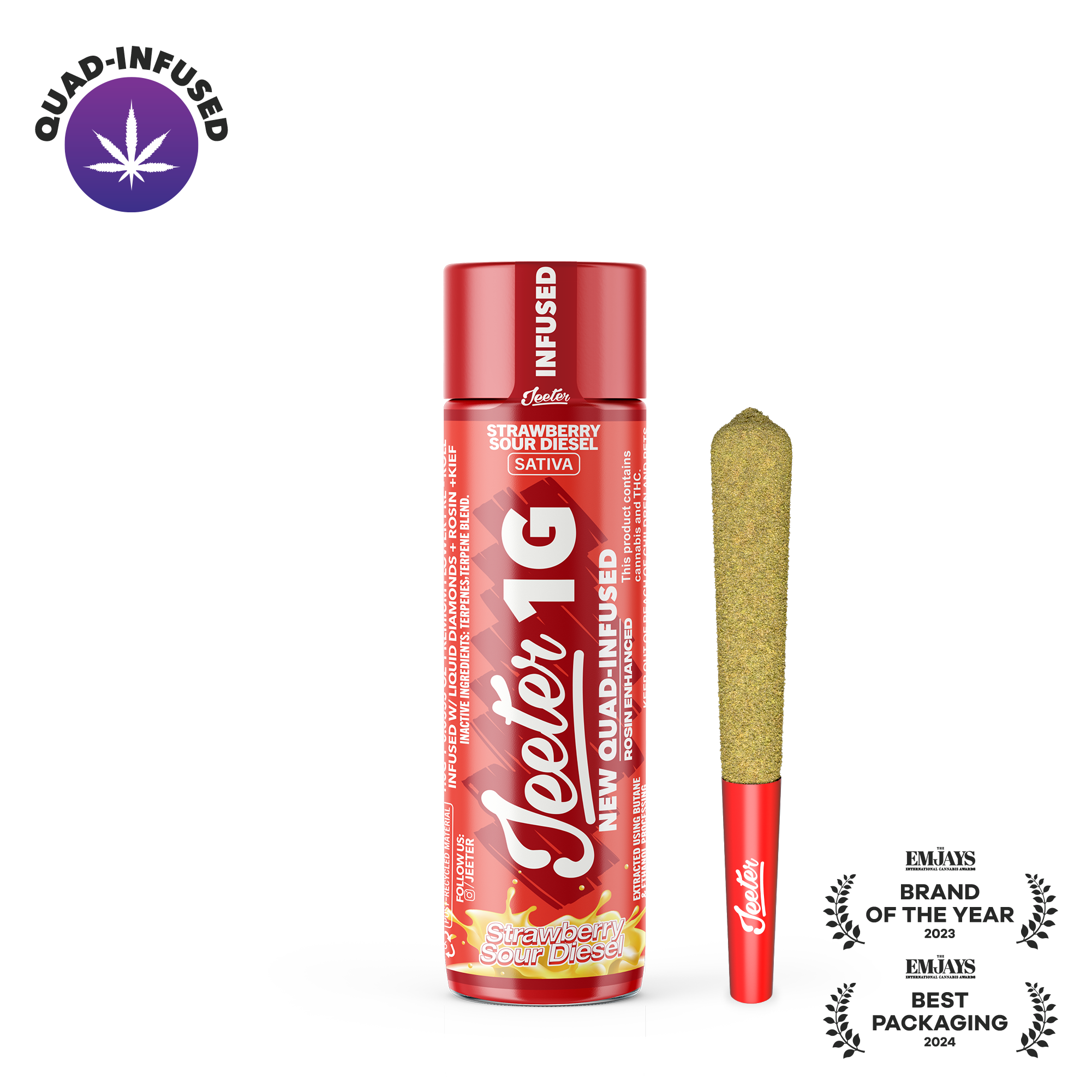 Jeeter Strawberry Sour Diesel Quad-Infused Pre-Roll 1g