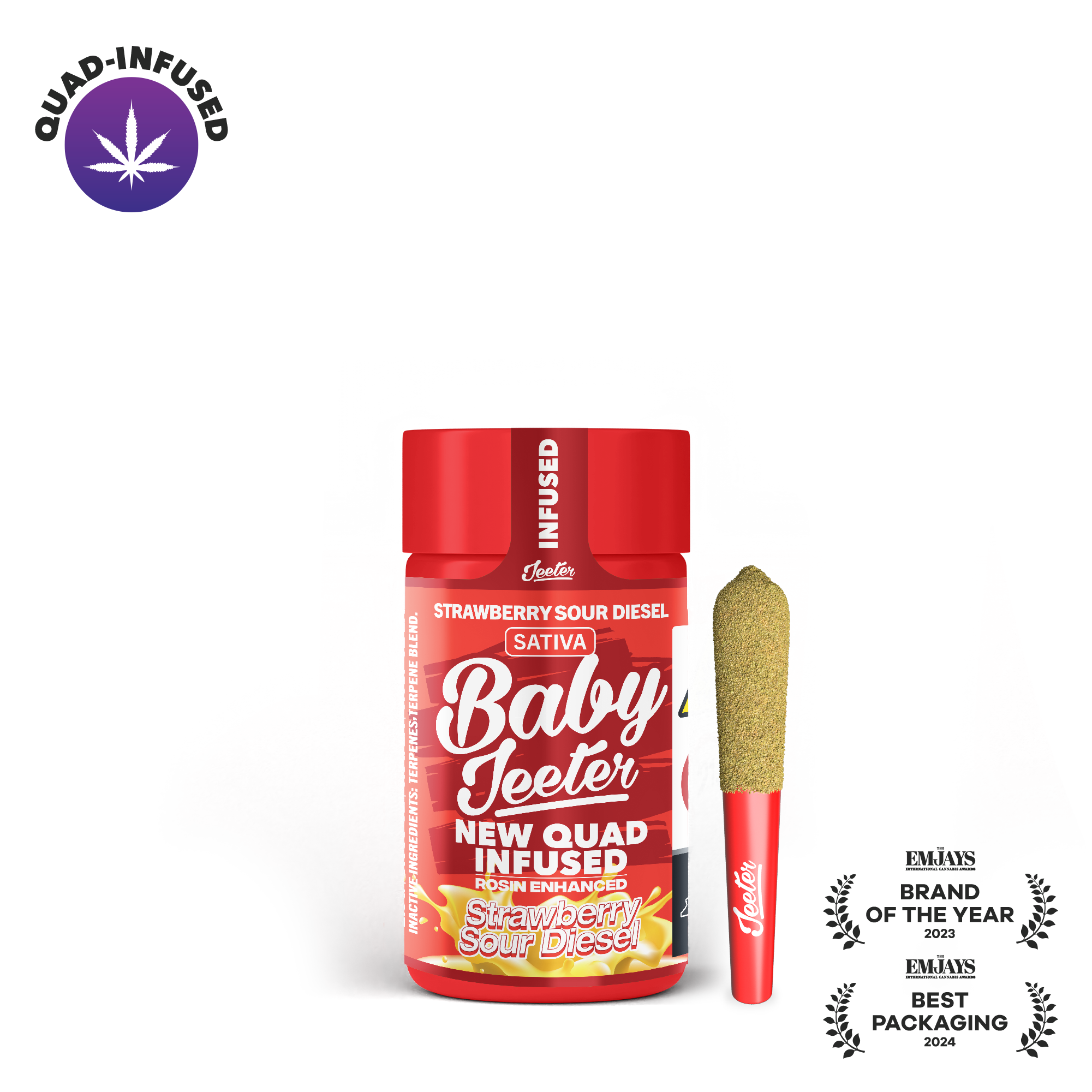 Strawberry Sour Diesel Quad-Infused Baby Jeeter 5-pack | 2.5g